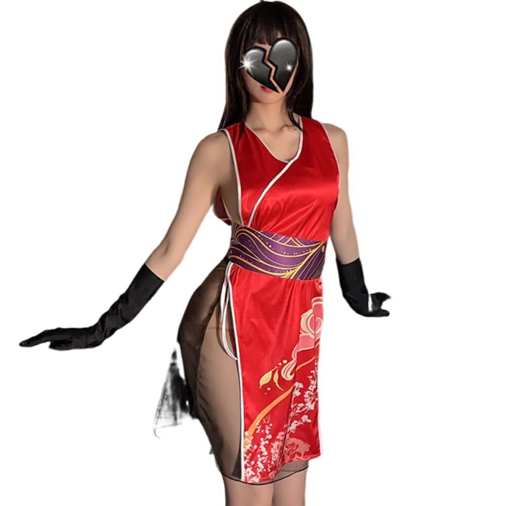 5590 sexy Chinese style cheongsam cosplay lace patchwork hollow out Chinese